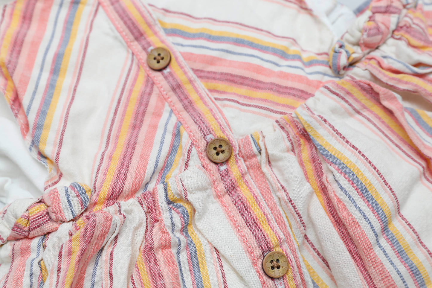 Pastellgestreiftes Kleid mit langärmeligem Poloshirt (68) - KlugeMutti