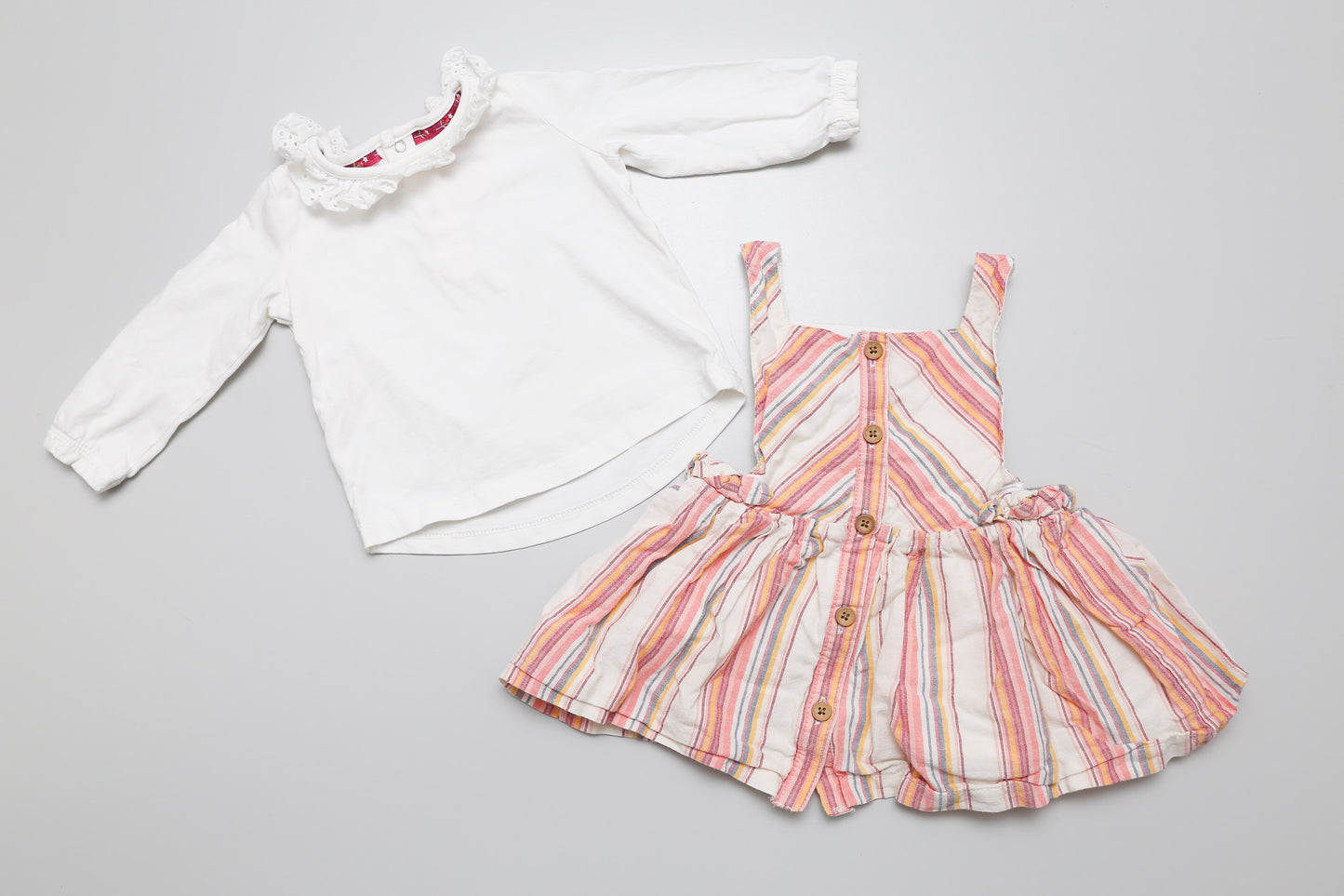 Pastellgestreiftes Kleid mit langärmeligem Poloshirt (68) - KlugeMutti