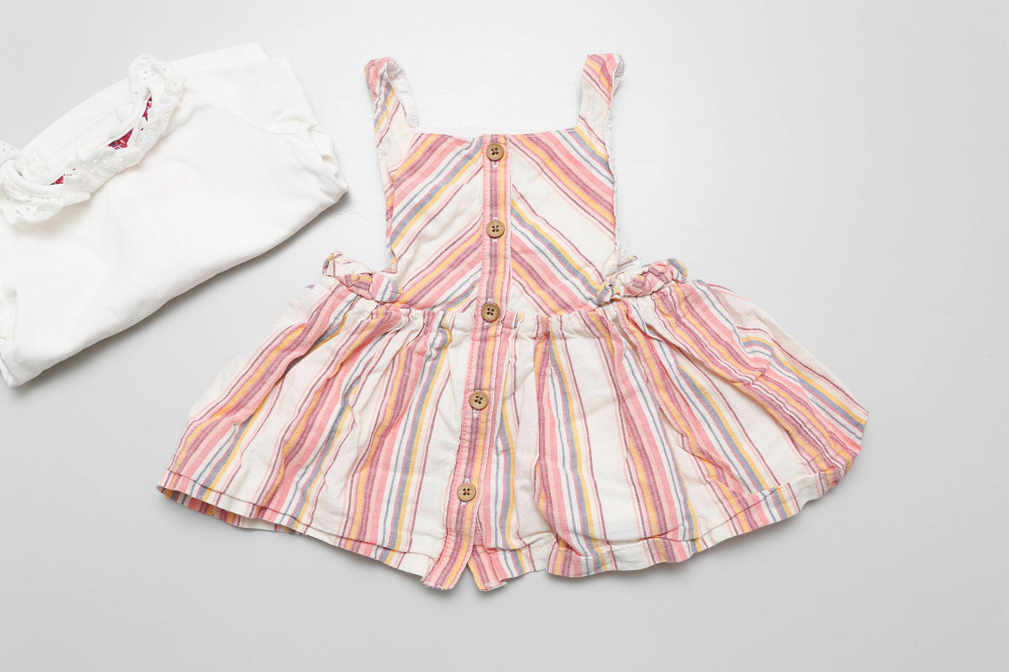 Pastellgestreiftes Kleid mit langärmeligem Poloshirt (68) - KlugeMutti