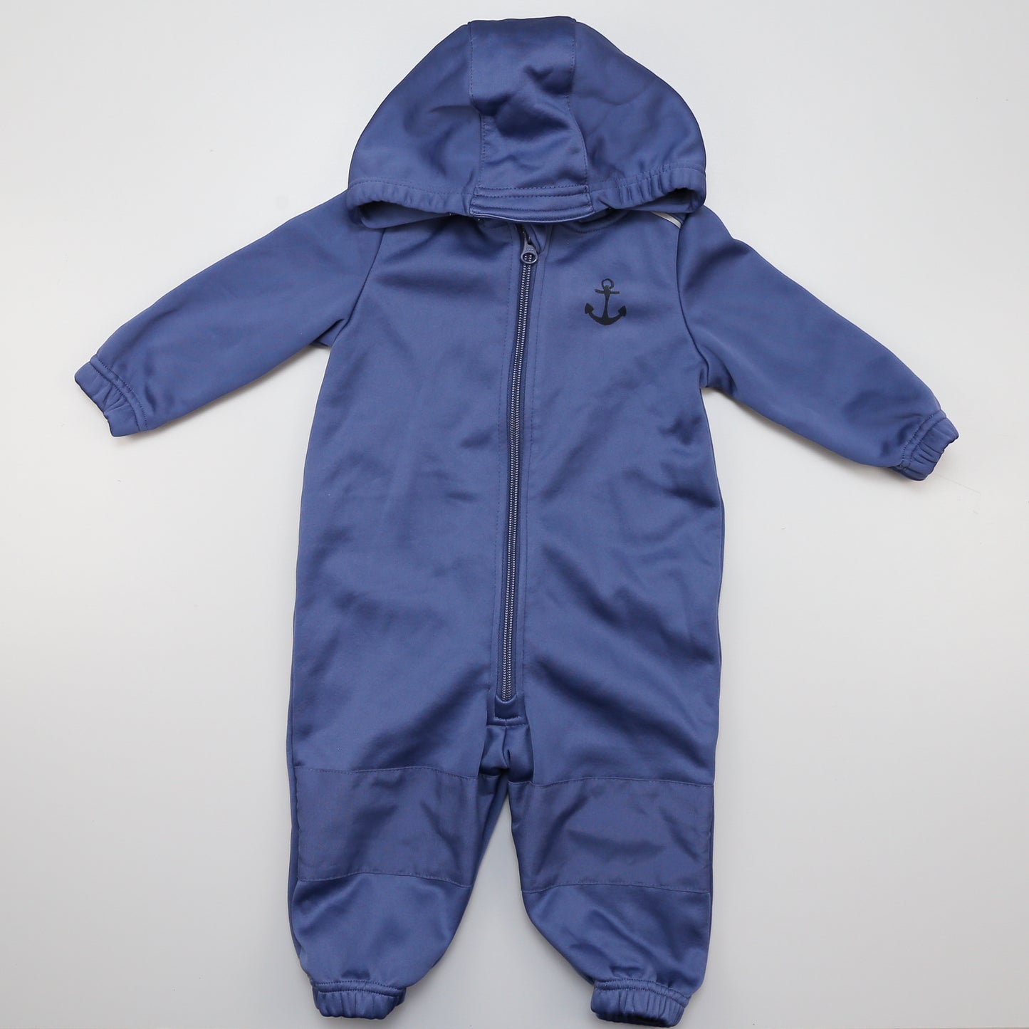 Blauer Softshell-Overall. Mit Reißverschluss, fußfrei, in sehr gutem Zustand