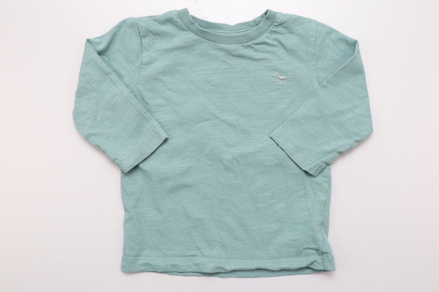 Grüne Langarmshirt mit kleinem gesticktem Dinosaurier auf der Vorderseite 80
