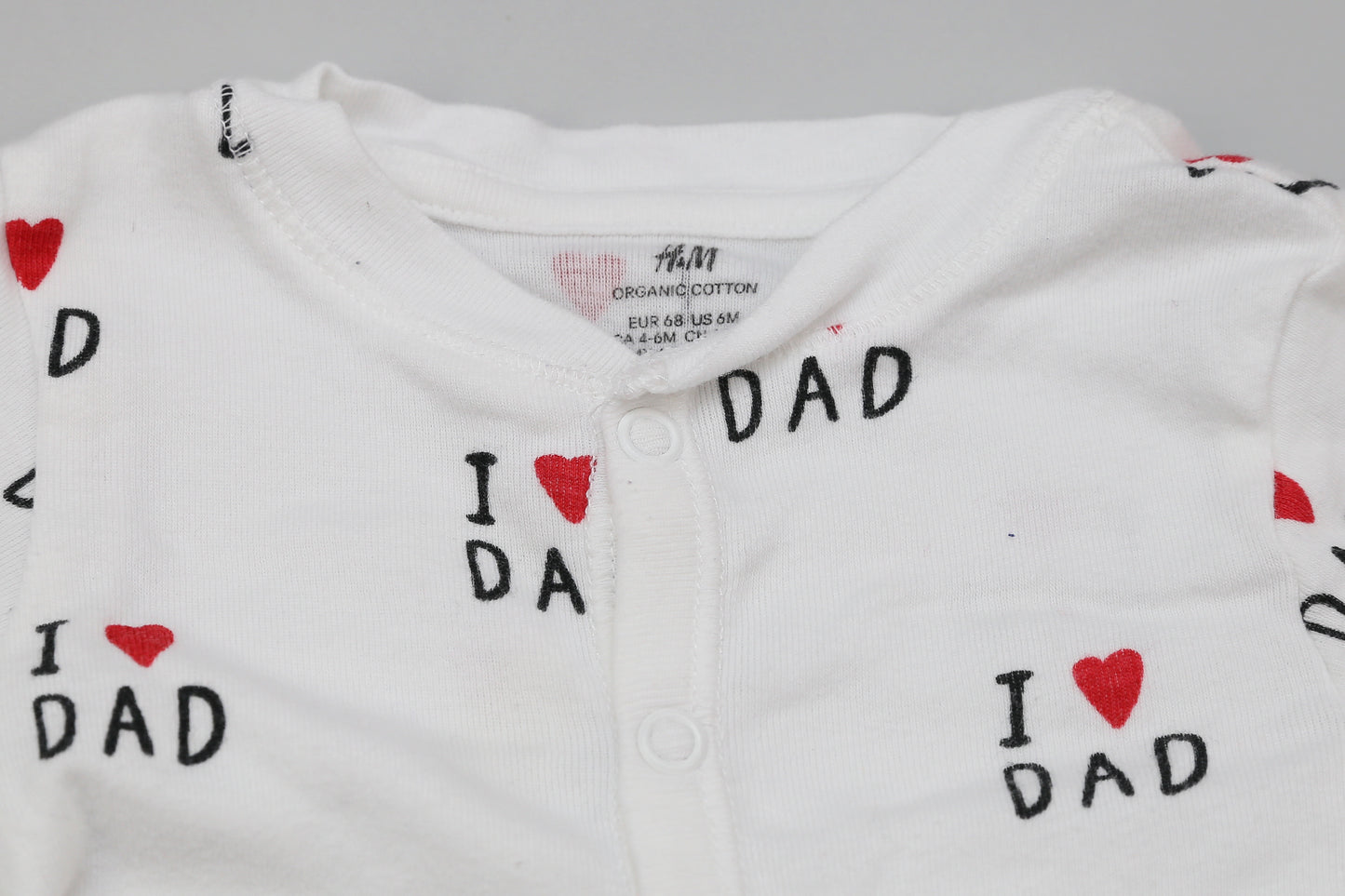 Weiße Bio-Baumwollstrampler mit "I love dad"-Aufdruck (68) - KlugeMutti