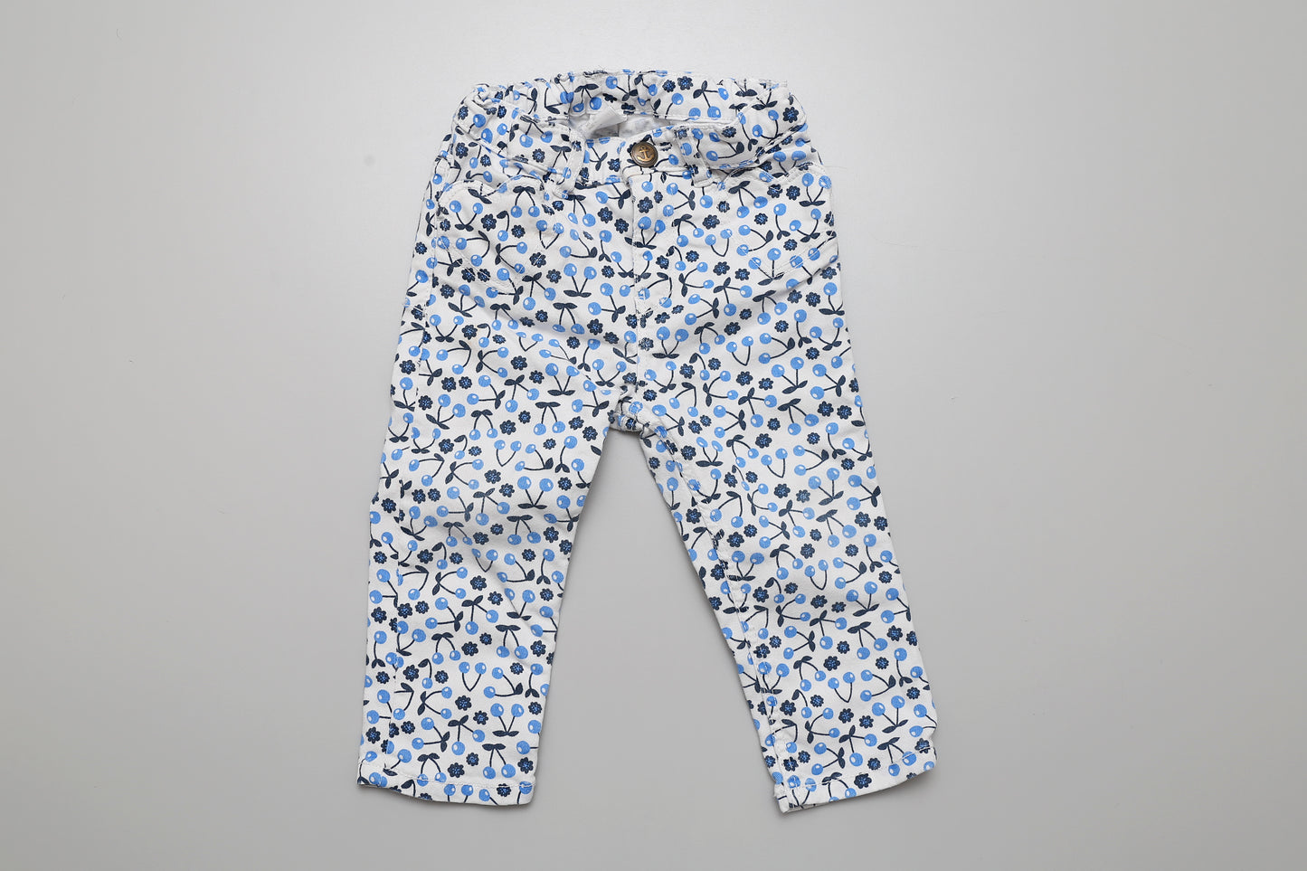 Blaues Hosen mit Kirschenmuster (80) - KlugeMutti