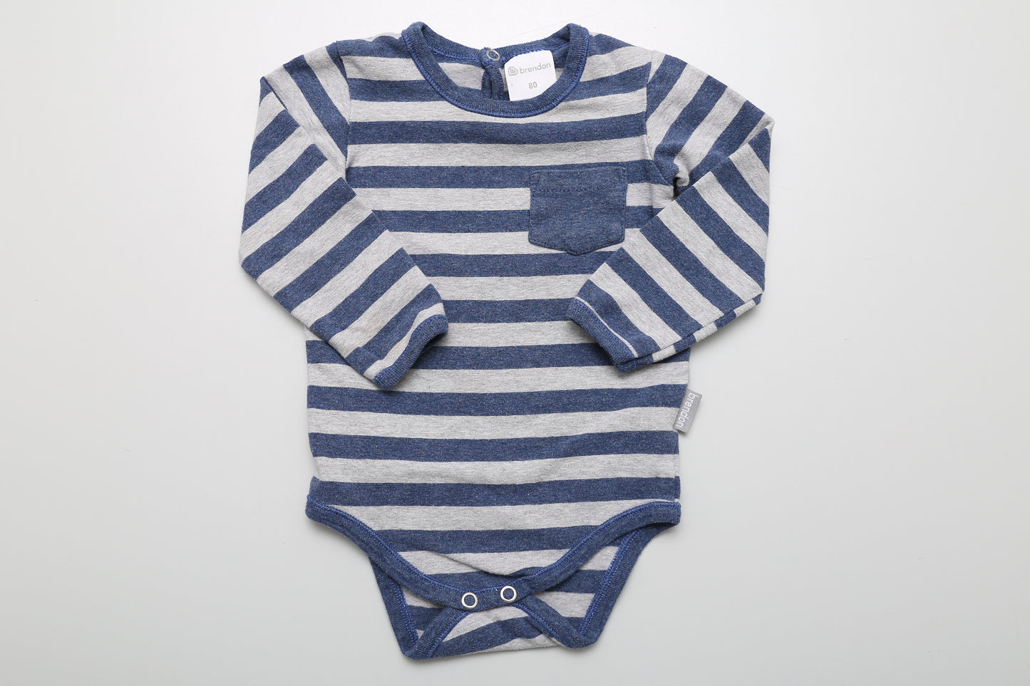 Blau-grau gestreifter Langarmbody (80)