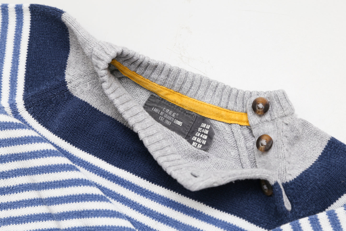 Blau-weiß gestreifter Strickpullover (68) - KlugeMutti