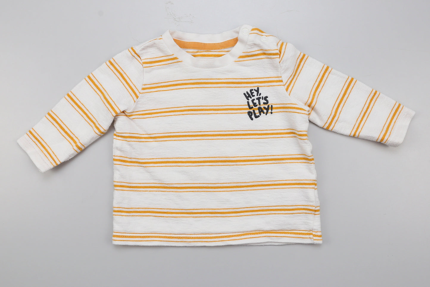 Gelbes gestreiftes Langarmshirt (62) - KlugeMutti