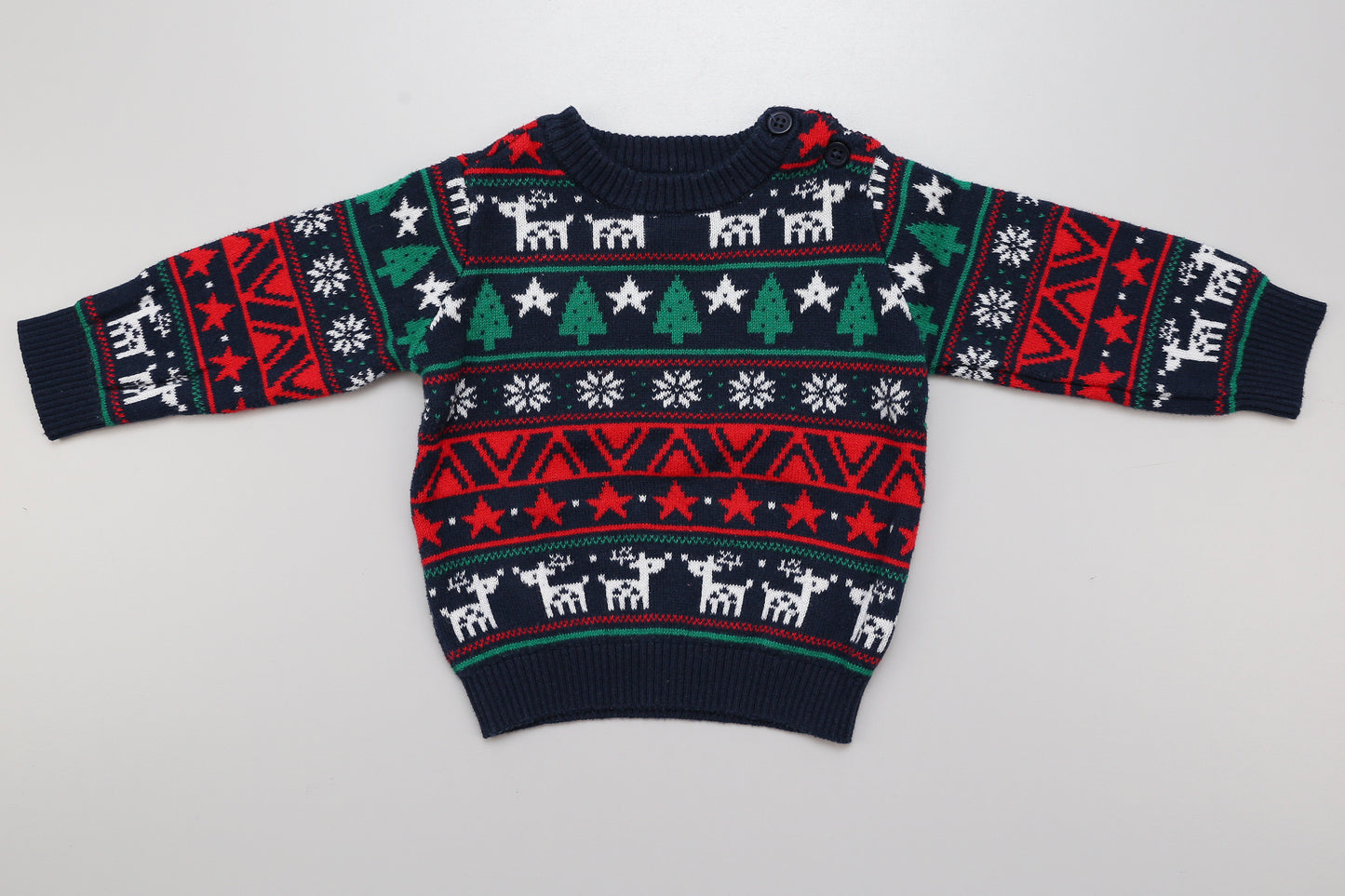 Dunkelblaues gestricktes Set mit Weihnachtsmotiv (62) - KlugeMutti