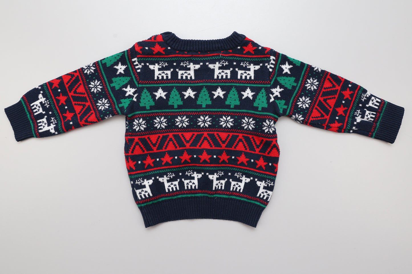 Dunkelblaues gestricktes Set mit Weihnachtsmotiv (62) - KlugeMutti