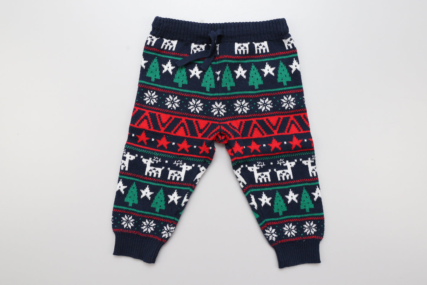 Dunkelblaues gestricktes Set mit Weihnachtsmotiv (62) - KlugeMutti