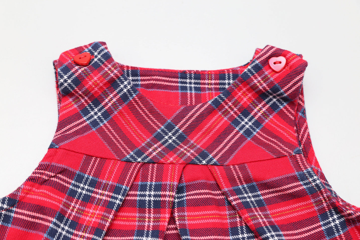 Rotes ärmelloses Kleid mit Karomuster (74) - KlugeMutti