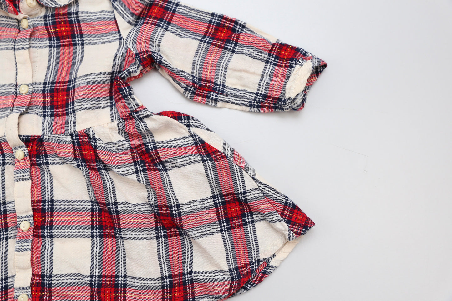 Rotes kariertes Hemdblusenkleid (74) - KlugeMutti
