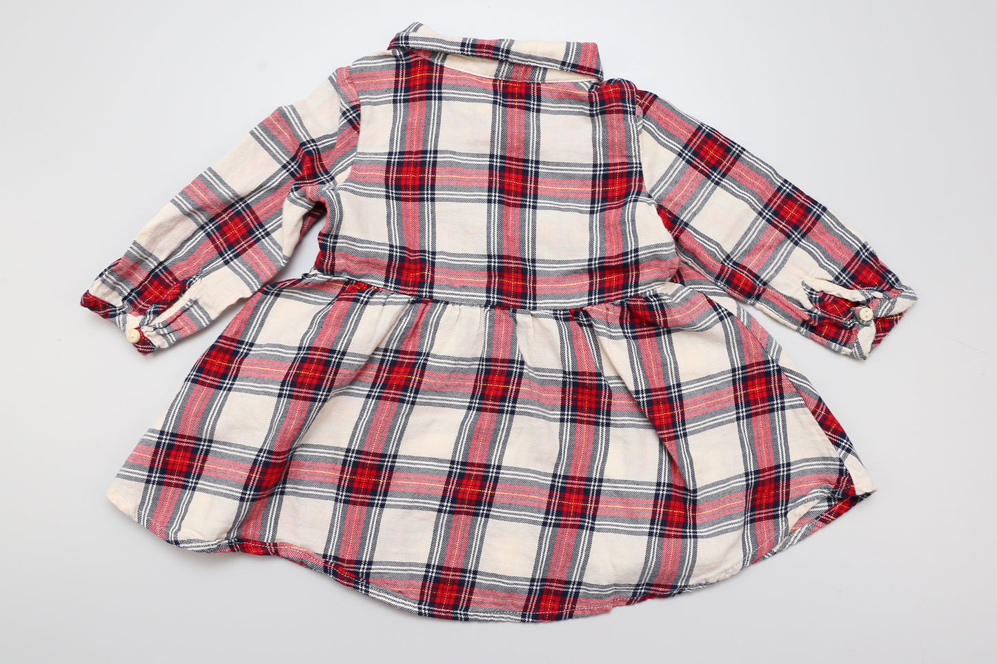 Rotes kariertes Hemdblusenkleid (74) - KlugeMutti