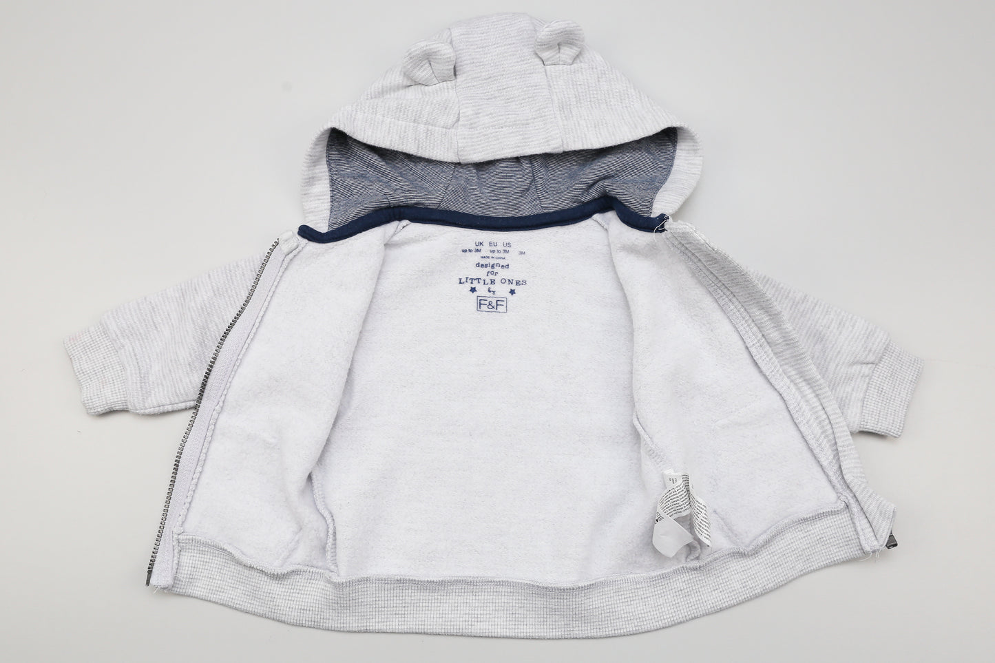 Helles graues Kapuzenzipper-Sweatshirt (62) - KlugeMutti