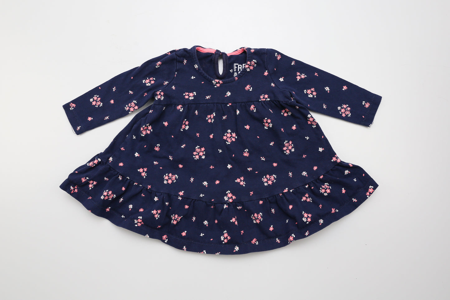 Dunkelblaue Langarm-Tunika mit Blumenmuster 62