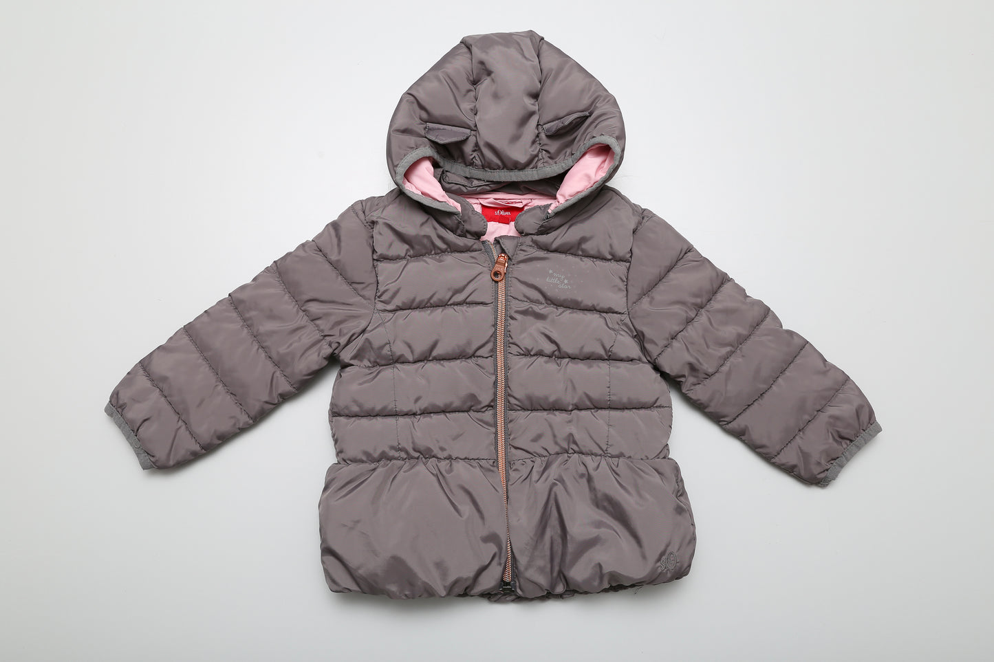Frühling Puffjacke für Mädchen, mit abnehmbarer Kapuze, die mit einem Reißverschluss verschlossen werden kann. gr 80