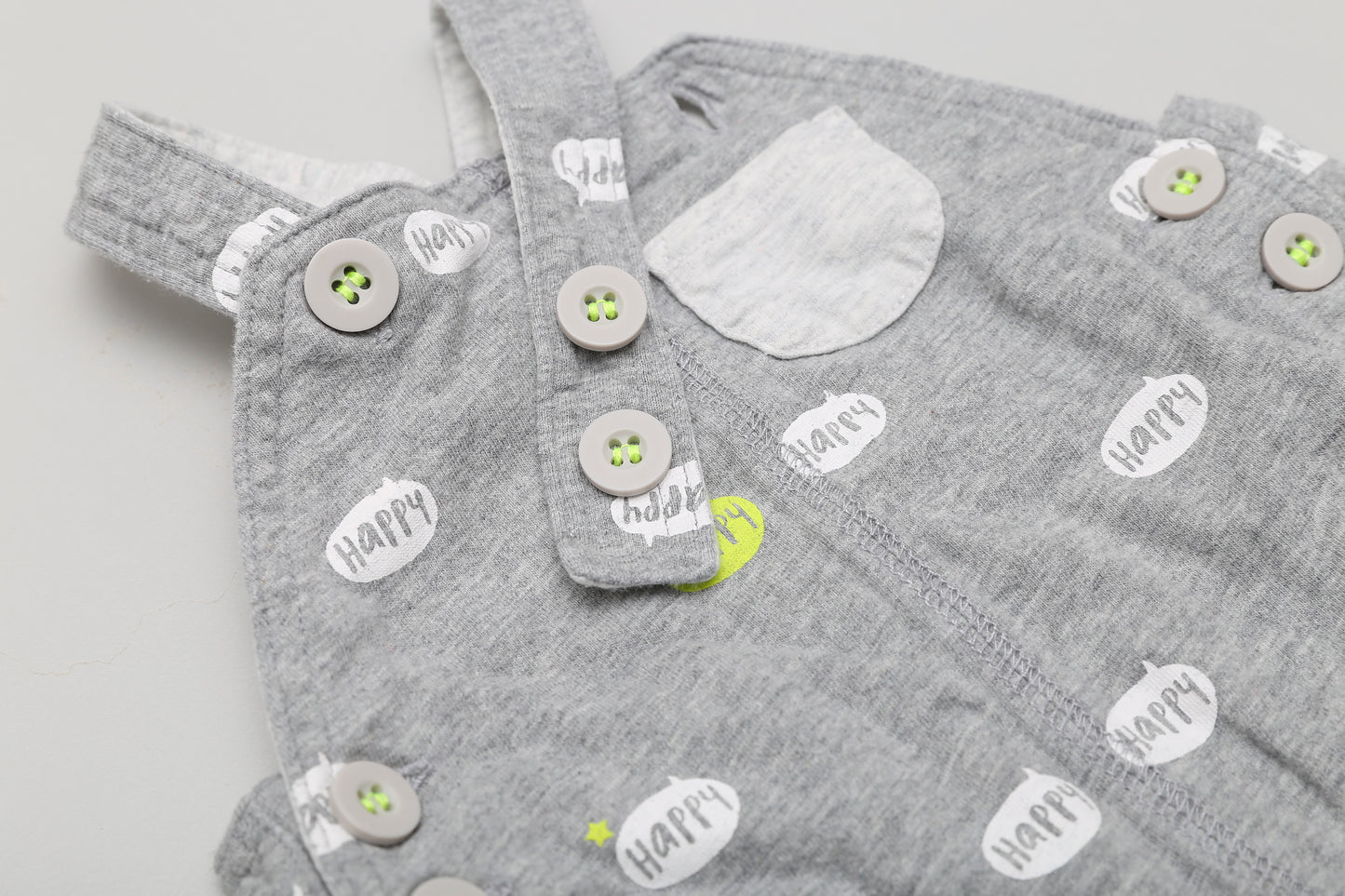 Graue Latzhose aus Baumwolle mit „Happy“-Aufschrift (56)