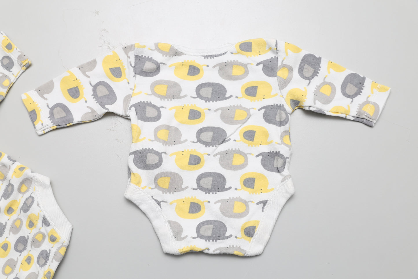 Langarm-Body-Set aus Baumwolle mit kleinen Elefanten (56) - KlugeMutti