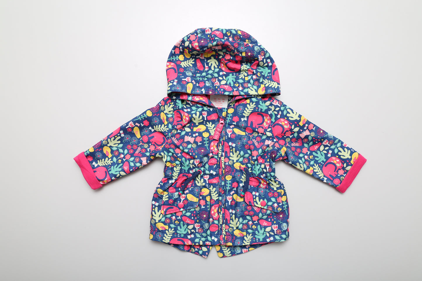 Bunte Kapuzenjacke für Mädchen, mit Reißverschluss, Frühjahrsjacke, Größe 68
