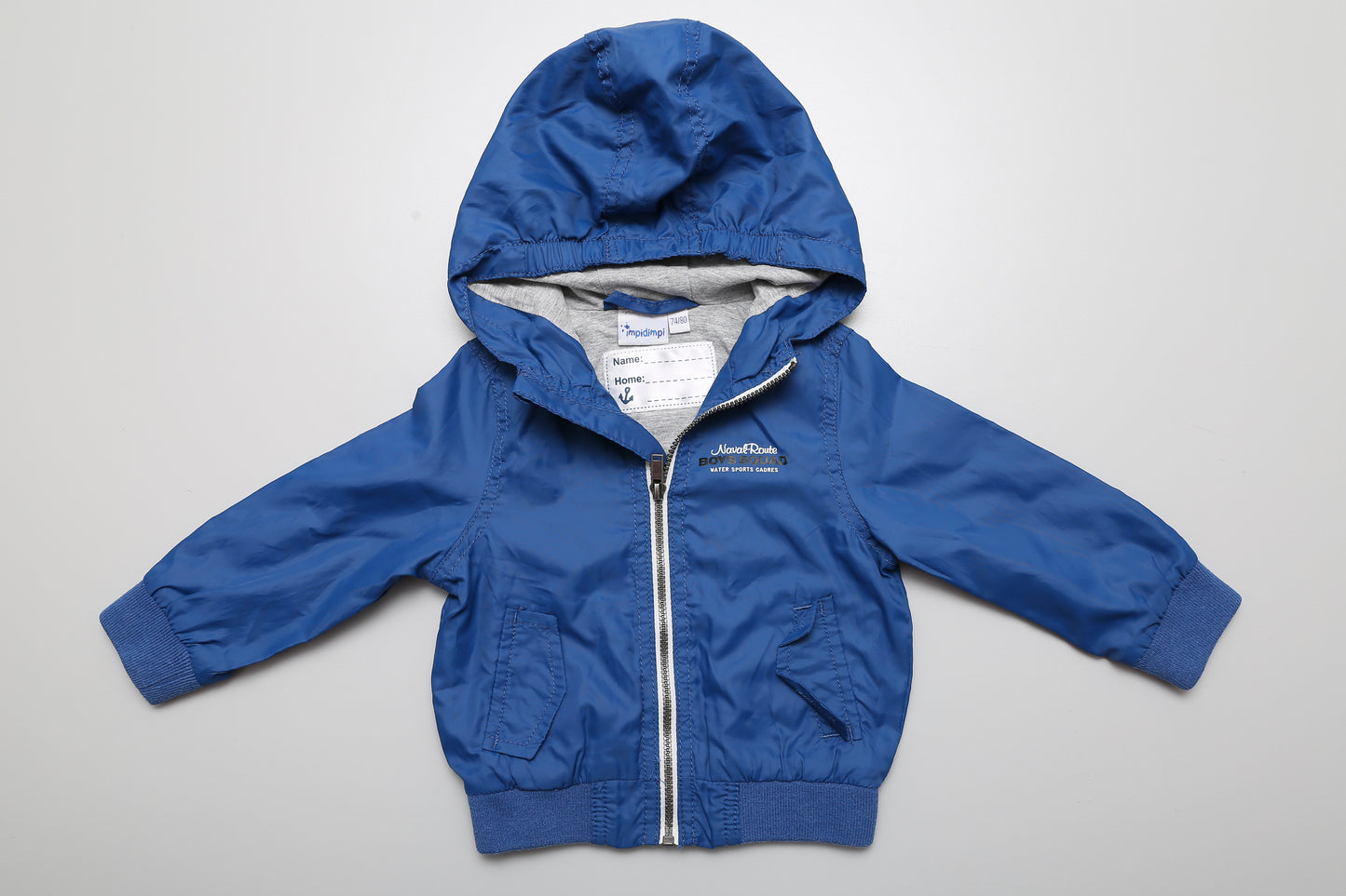 Jungen-Windjacke mit Kapuze und Reißverschluss, Größe 74-80.