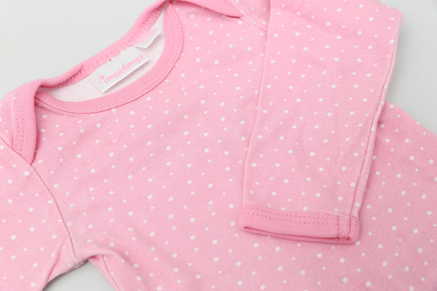 Rosa Langarmbody mit GOTS-Zertifikat (74-80)