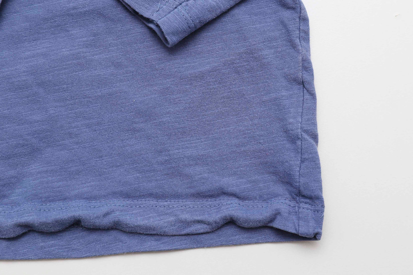 Blaues Langarmshirt mit kleiner Dino-Stickerei (80)