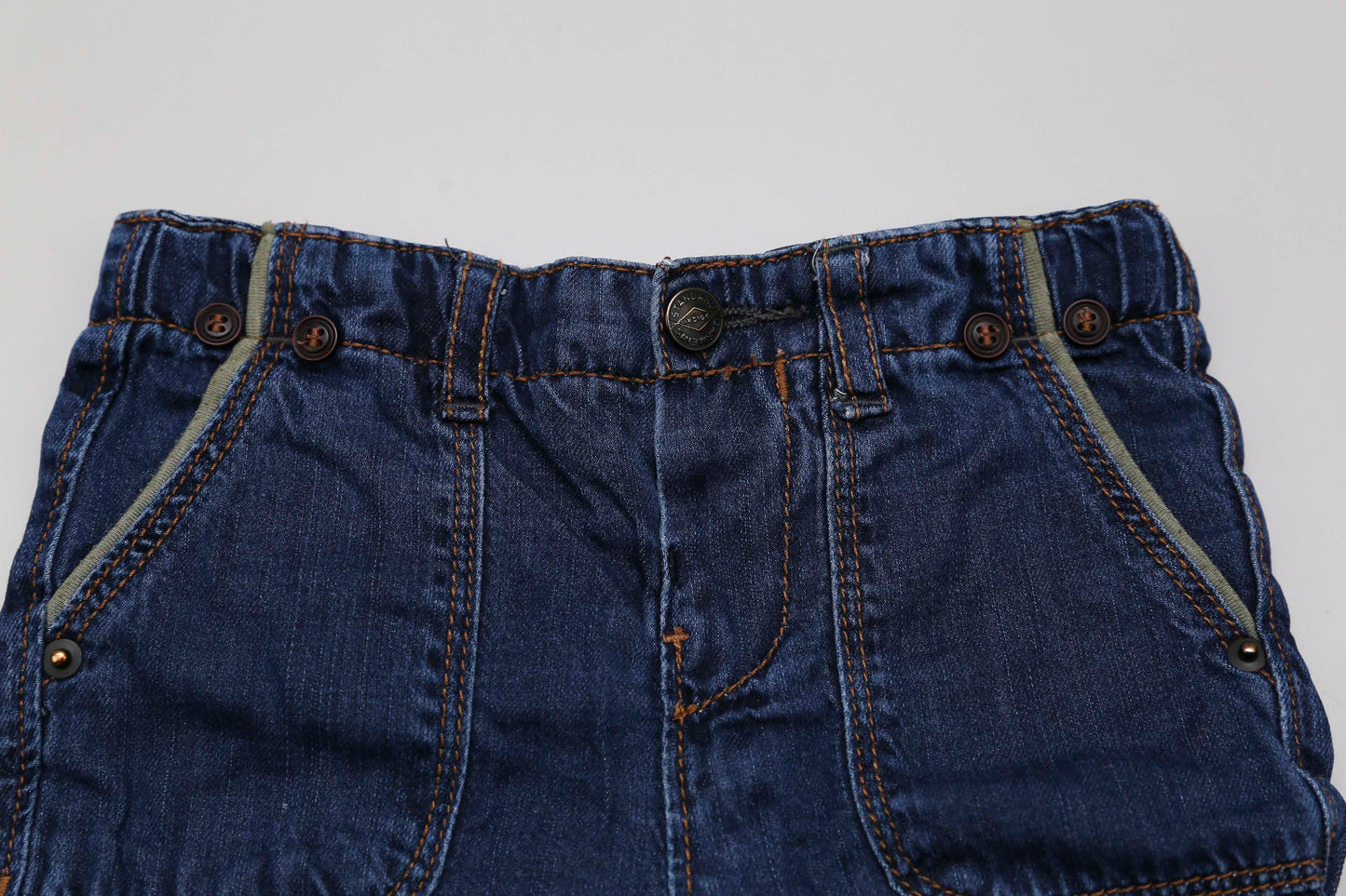 Gefütterte blaue Jeans mit verstellbarem Bund (80)