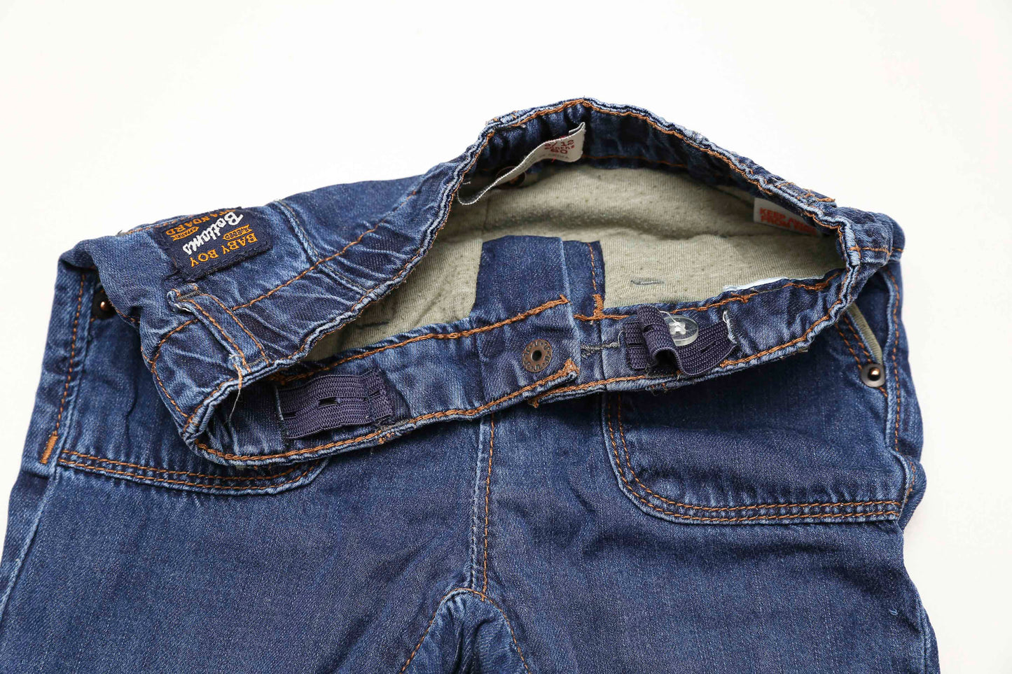 Gefütterte blaue Jeans mit verstellbarem Bund (80)