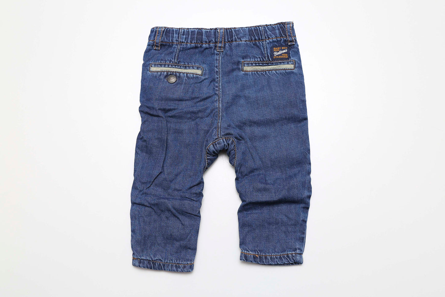 Gefütterte blaue Jeans mit verstellbarem Bund (80)