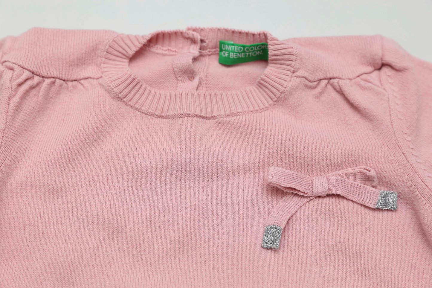 Weicher, rosa Strickpullover mit Schleife (80-86)