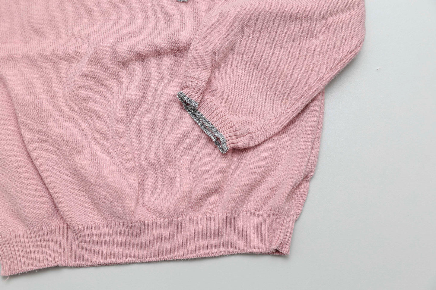 Weicher, rosa Strickpullover mit Schleife (80-86)