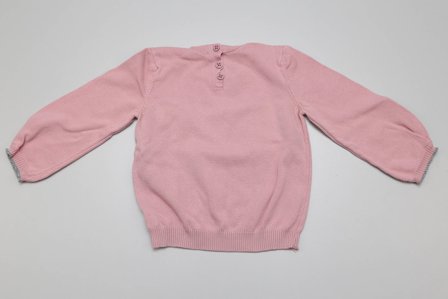 Weicher, rosa Strickpullover mit Schleife (80-86)