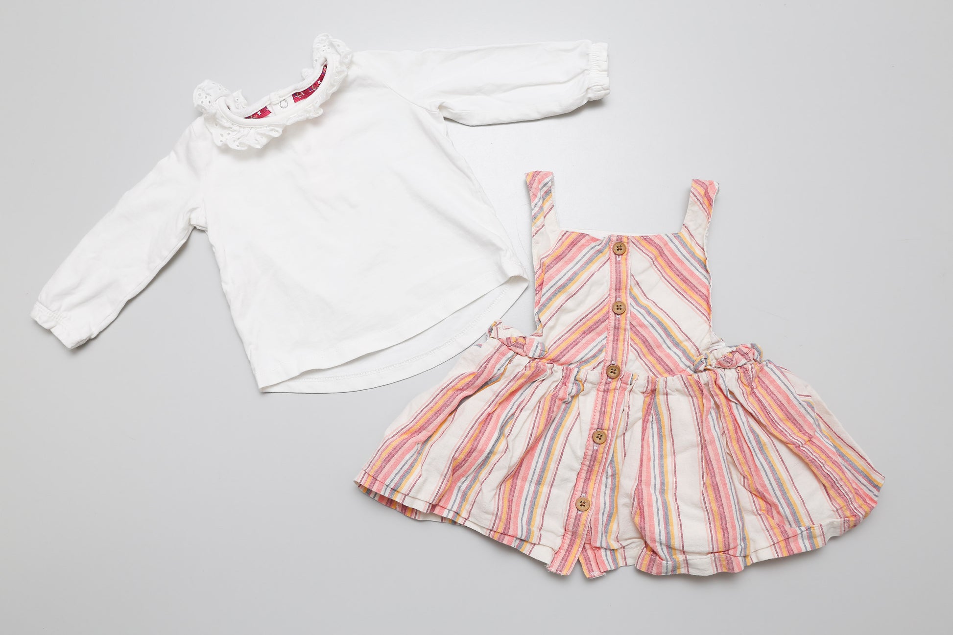 Pastellgestreiftes Kleid mit langärmeligem Poloshirt (68) - KlugeMutti
