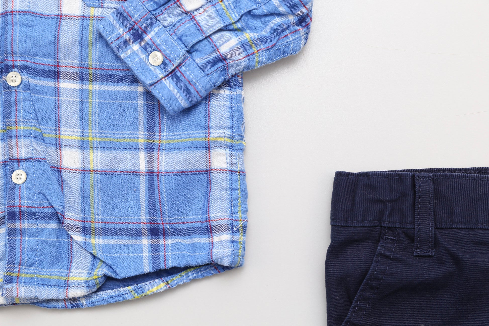 Jungen Set mit blauem Karohemd (74) - KlugeMutti