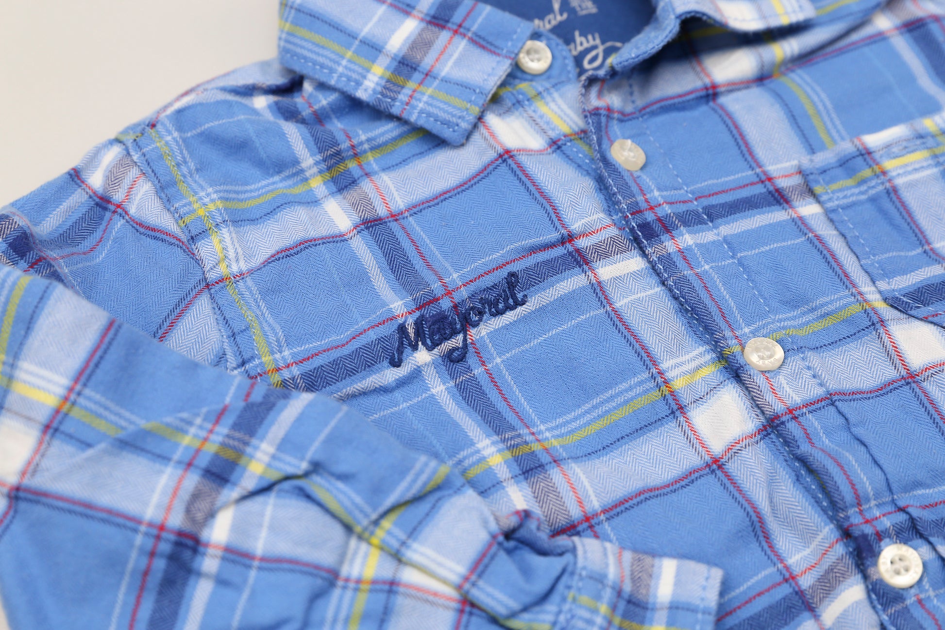 Jungen Set mit blauem Karohemd (74) - KlugeMutti