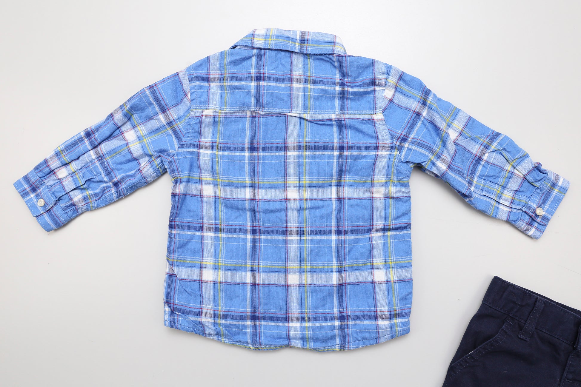 Jungen Set mit blauem Karohemd (74) - KlugeMutti
