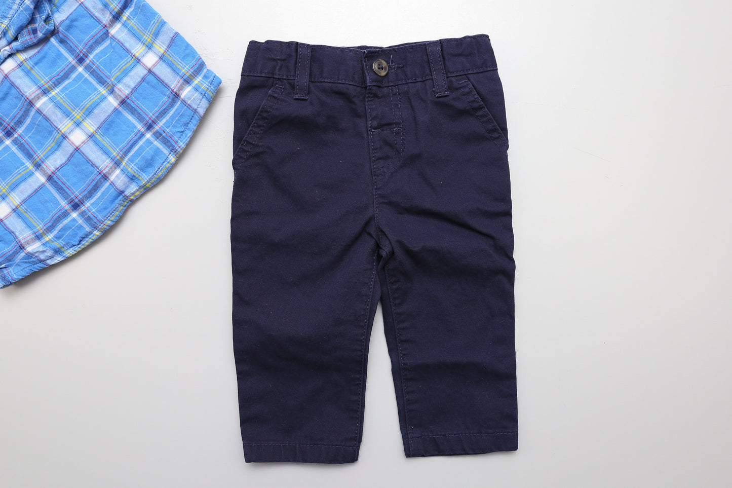 Jungen Set mit blauem Karohemd (74) - KlugeMutti