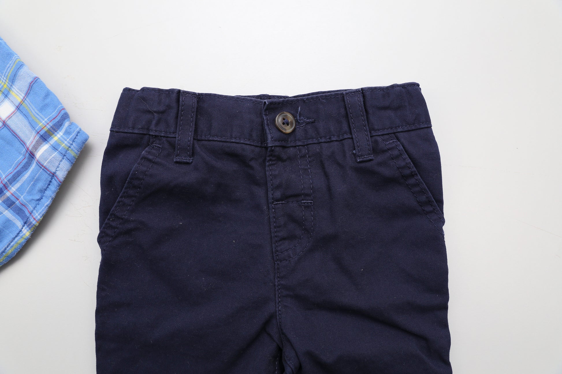 Jungen Set mit blauem Karohemd (74) - KlugeMutti