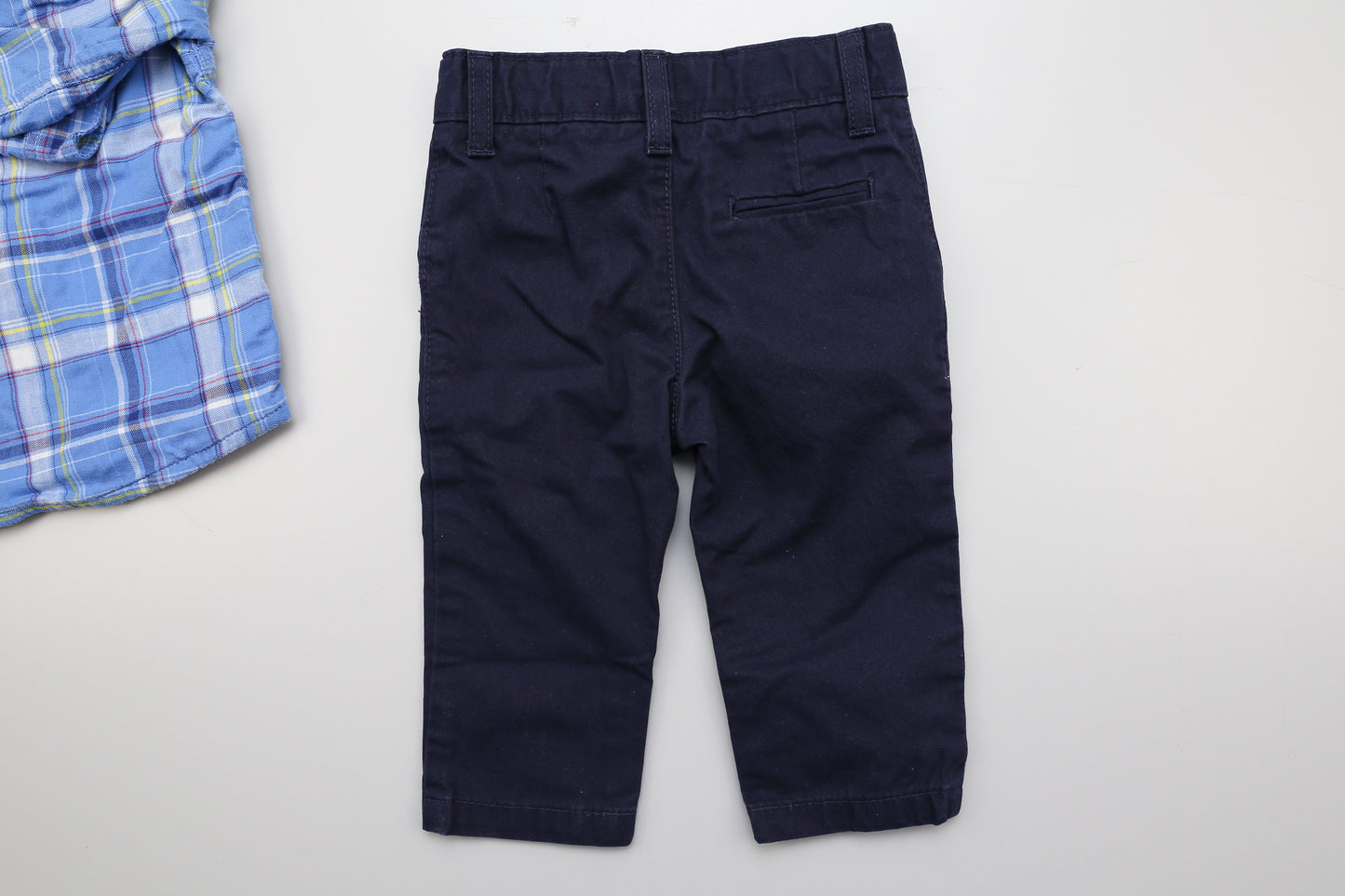 Jungen Set mit blauem Karohemd (74) - KlugeMutti