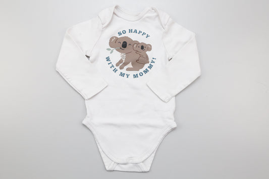 Langarmbody in Weiß mit Koala-Muster (80)