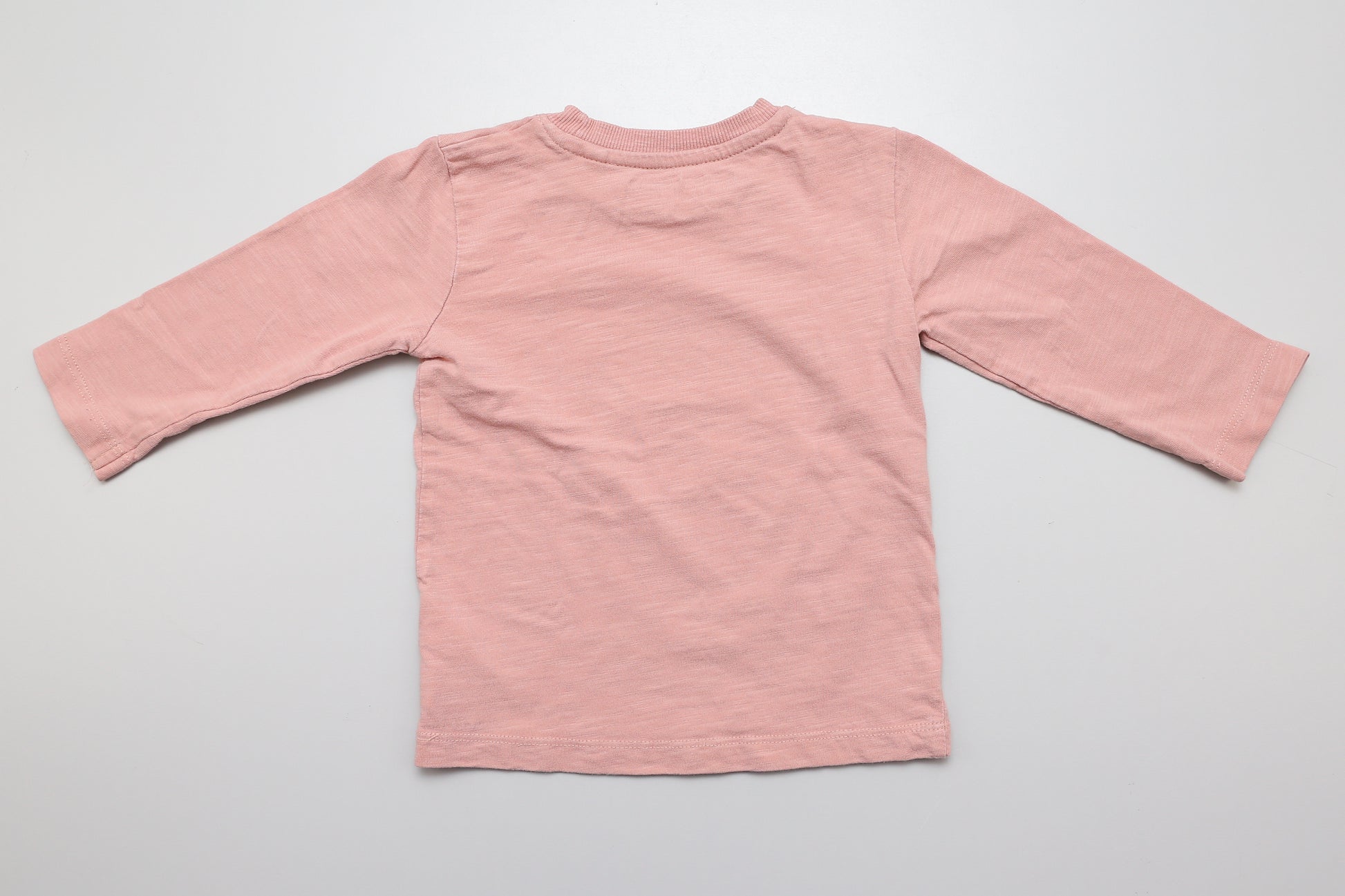 Rosa Langarmshirt mit kleinem gesticktem Dinosaurier (80) - KlugeMutti