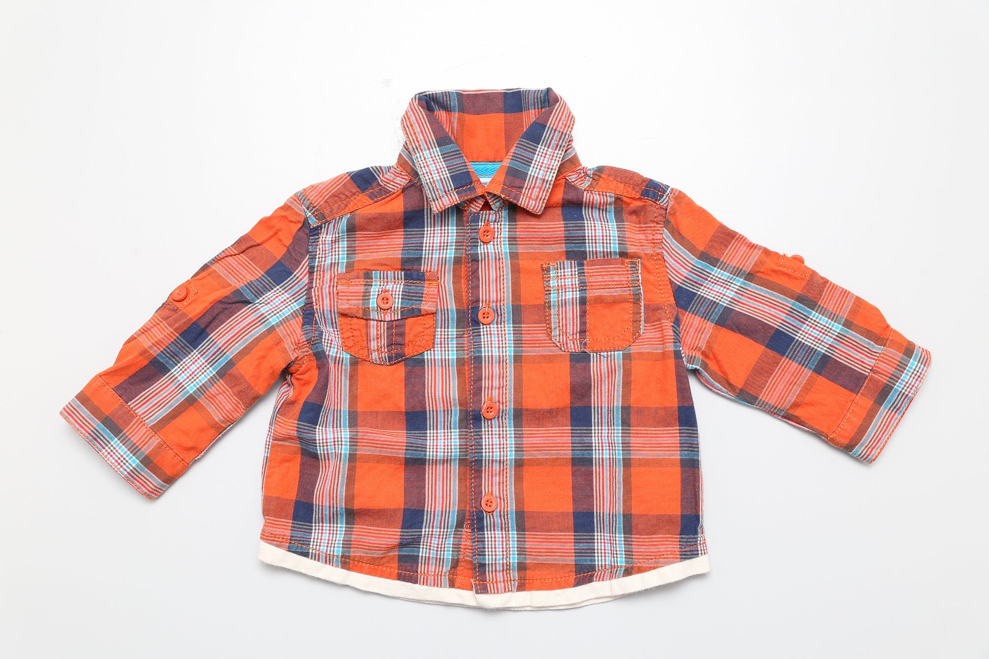 orange-blau kariertes Hemd