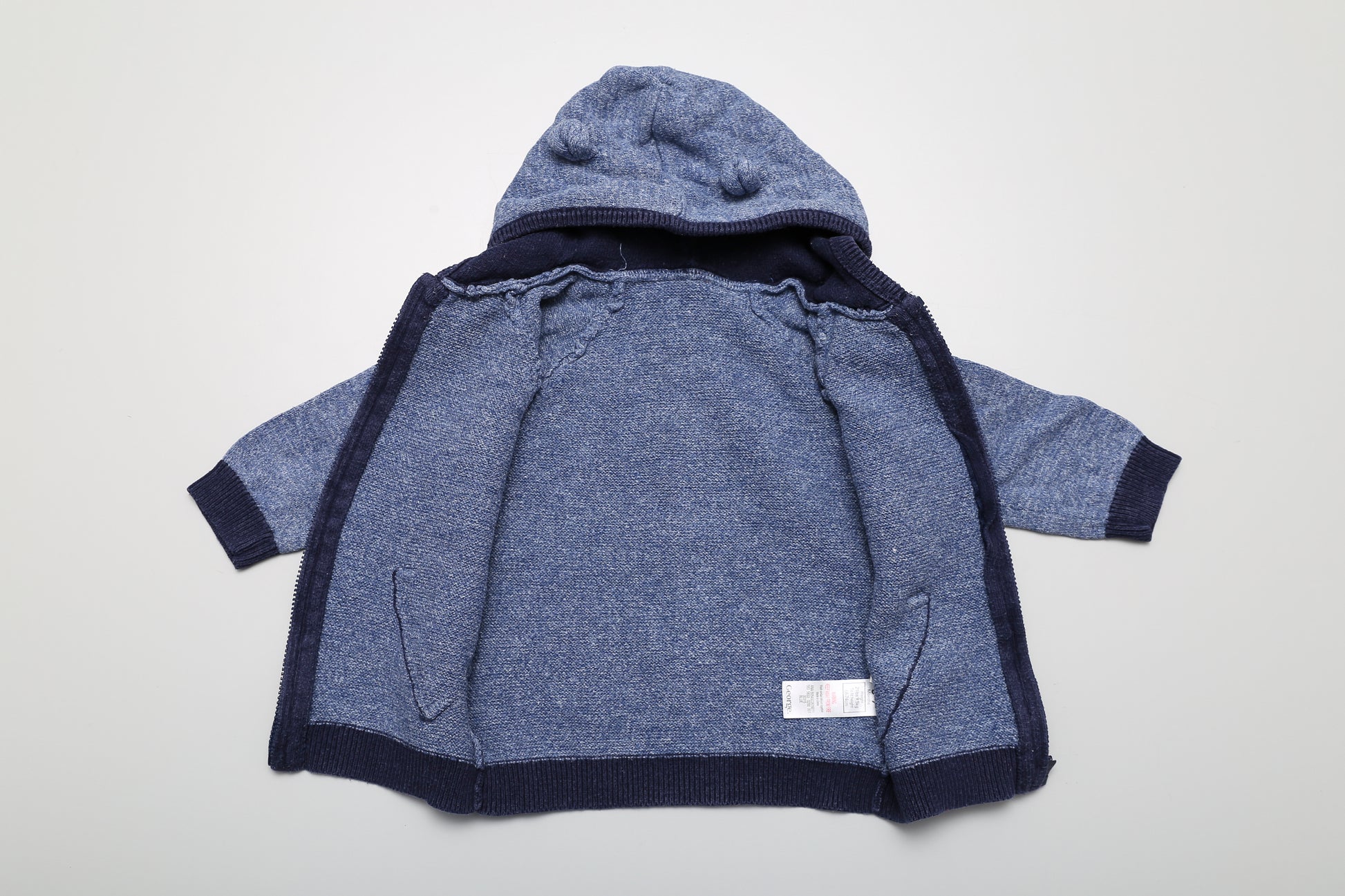 Dunkelblauer Strick-Hoodie (68-74) - KlugeMutti