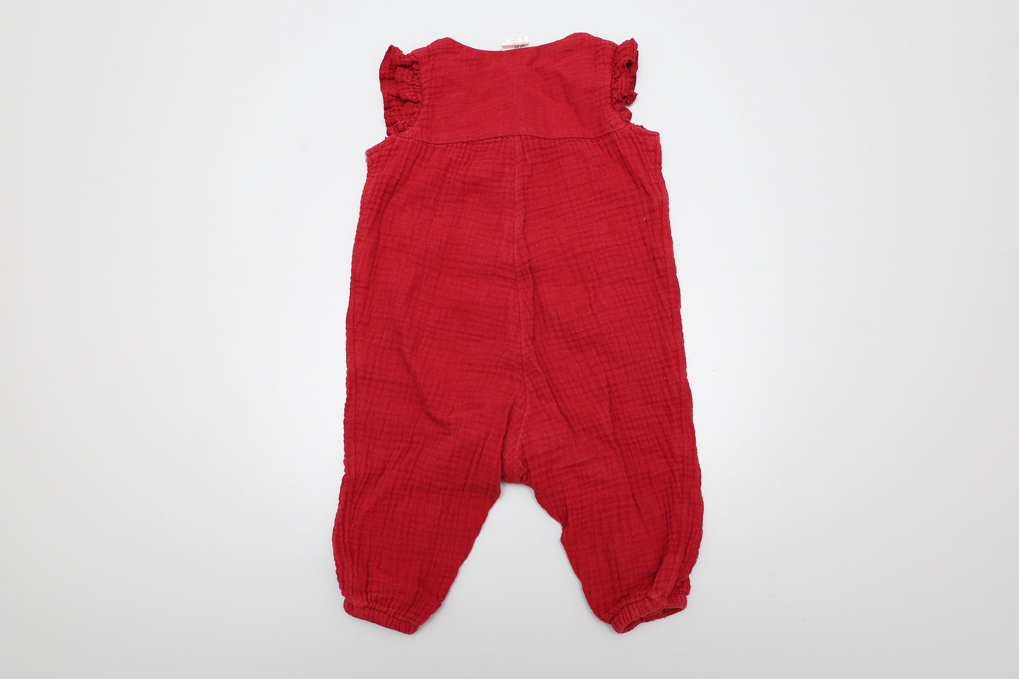 Bordeauxrote Latzhose aus Baumwolle mit Rüschen (68)