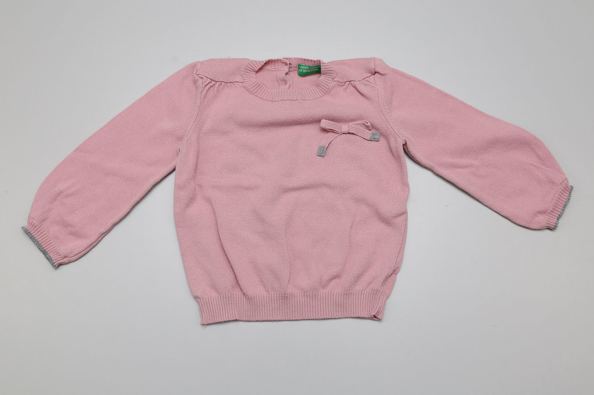 Weicher, rosa Strickpullover mit Schleife (80-86) KlugeMutti